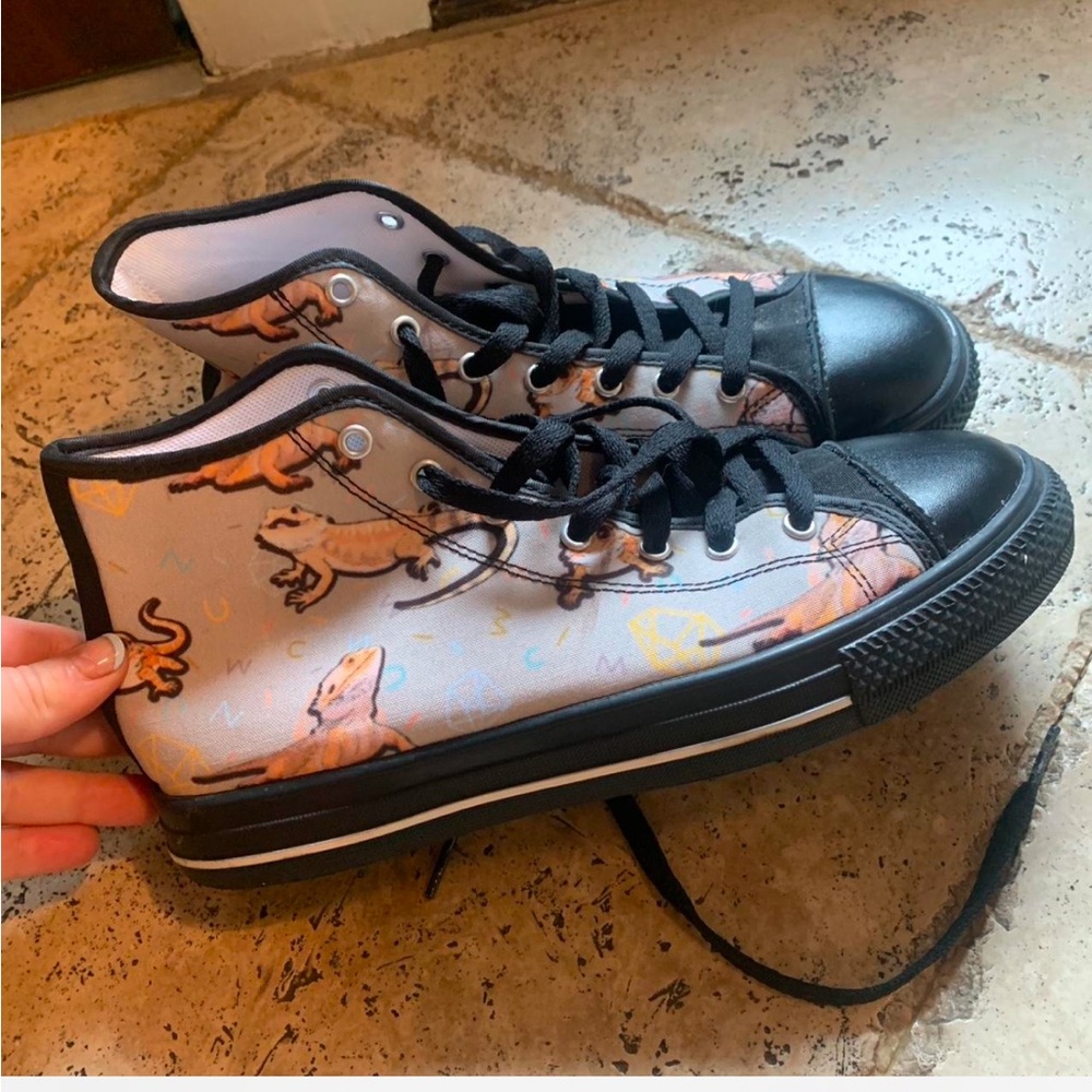 Women’s Dinosaur High-Top Sneakers - Black and Gray